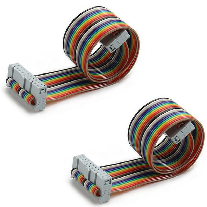 Fielect 2pcs IDC Rainbow Wire Flat Ribbon Cable 20 Pin 30cm Length 2.54mm Pitch - Image 1